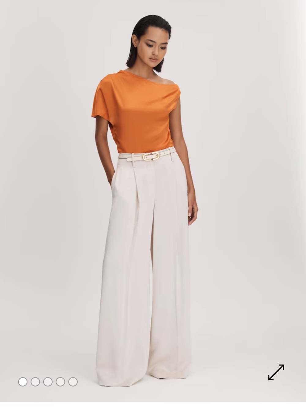 Anna Quan satin off the shoulder top size 8 US-4 color kumquat
